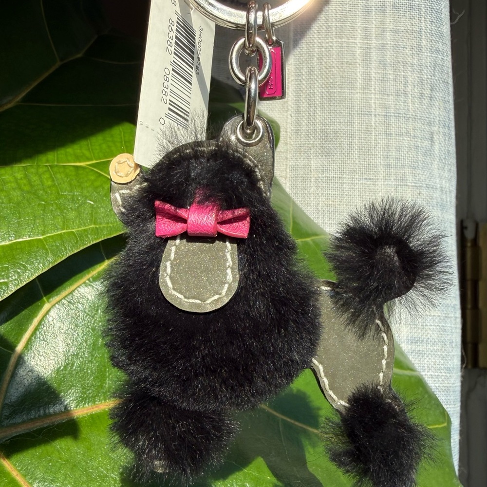 NWT Coach Y2K Black Poodle with Pink Bow Keychain